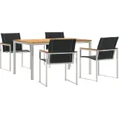 vidaXL Tuin Eettafel Set 5 st Massief acaciahout en roestvrij staal
