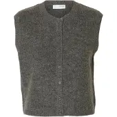 Selected Gebreide bodywarmer 'SLFLULU' grijs gemêleerd