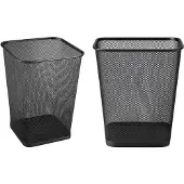 BRASQ 2x Papierbak Vierkant - Zwart - 12 Liter - Prullenbak - Vuilnisvak - Afvalbak - Papiermand - Metaal - Set van 2