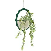 Atmosphera Kunstplant Hangplant Chéri met keramieken pot - 20x9x52cm - Wit
