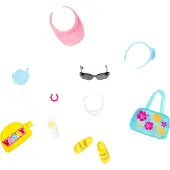 Barbie Accessoires Set met Schoenen, Zonnebril, Handtas, Knuffelbeer en Camera