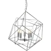 Searchlight Hanglamp Cube, dimbaar, chroom / zilver, Woon-/ Eetkamer, metaal, Modern, hanglamp