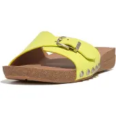 FitFlop Iqushion Adjustable Buckle Leather Slides WIT 38