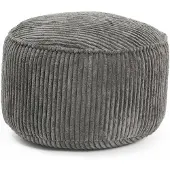 Lumaland zitzak poef van corduroy | Compacte 50L gaming poef met 3-in-1-functie: comfortabele kruk, handig tafeltje en stijlvolle voetenbank voor binnenshuis | Ø 25 x 45 cm - Grijs
