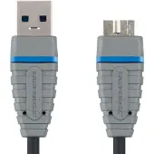Bandridge 2m, USB 3.0 2m USB A Micro-USB B Mannelijk Mannelijk Zwart USB-kabel