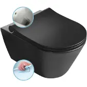 Sapho Avva Cleanwash Hangend gecombineerd bidettoilet, randloos, 35,5x53cm, zwart mat
