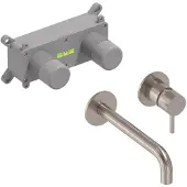 May Inbouw Wastafelmengkraan Stilo Eenhendel Incl. Inbouwbox Geborsteld Nickel PVD