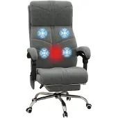 Vinsetto -Massagebureaustoel-Fluwelen (100% polyester)-64x70x117cm-Grijs