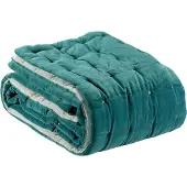 Vivaraise - Effen plaid Elise gewatteerde afwerking Verdigris 240 x 260