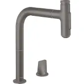Hansgrohe metris select m71 2-gats eengreeps keukenmengkraan 200 met uittrekbare vuistdouche en sbox, 2 straalsoorten, brushed black chrome