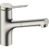 Hansgrohe zesis m33 eengreeps keukenkraan 150 met metalen uittrekbare vuistdouche, 2jet, rvs look