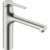 Hansgrohe zesis m33 eengreeps keukenkraan 160 met metalen uittrekbare vuistdouche, 2jet, rvs look