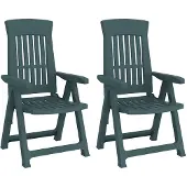 vidaXL Tuinstoelen 2 st verstelbaar PP groen