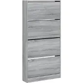 vidaXL Schoenenkast met 4 klaplades 80x21x163,5 cm grijs sonoma