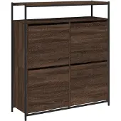 vidaXL Schoenenkast met 4 klaplades 100x34x112 cm bruin eikenkleur