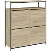 vidaXL Schoenenkast met 4 klaplades 100x34x112 cm sonoma eikenkleurig