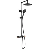 Sapho Regendouche met thermostatische mengkraan solaris mat zwart/koper