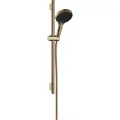 Hansgrohe rainfinity doucheset 130 3jet met glijstang s puro 65 cm, push-schuifstuk en designflex textiel doucheslang 160 cm, polished gold optic