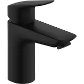 Hansgrohe Logis ééngreeps wastafelmengkraan 100 met metalen PushOpen afvoerplug, mat zwart