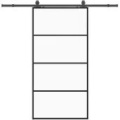 vidaXL Schuifdeur met beslagset 102,5x205 cm ESG glas zwart