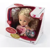 Klein Toys Princess Coralie - Kaphoofd '' Little Sophia''' met make-up - 22 cm groot - wasbaar - met haarborstel, kam, haarclips - dermatologisch geteste make-up