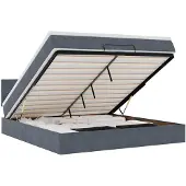 vidaXL Ottoman bed met matras 160x200cm fluweel donkergrijs