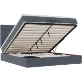 vidaXL Ottoman bed met matrassen 160x200cm fluweel donkergrijs