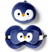 Puckator Relaxeazzz Pluche Pinguïn Rond Reiskussen & Slaapmasker