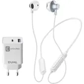 Cellularline kit lader 20W + BT headset wit