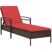 vidaXL - Ligbed - met - kussen - bruin - 63x200x81 - cm - poly - rattan - (alleen - VS)