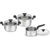 Tefal E308S674, Pannenset, Roestvrij staal, Roestvrij staal, Roestvrij staal, Zwart, Bakeliet