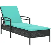 vidaXL Verstelbare zonnebank met 3 posities poly rattan Zwart