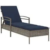 vidaXL Ligbed met kussen grijs 63x200x81 cm poly rattan (alleen VS)