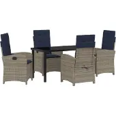 vidaXL Tuin Eettafel Set 5 st Grijs poly rattan