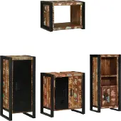 vidaXL Badkamermeubel Set 4 st Veelkleurig en Zwart 40 x 35 x 90 cm