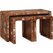 vidaXL Nesttafel 3 pcs Bruin Massief Gerecycleerd Hout