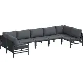 vidaXL Tuinbank Set 7 st Zwart Staal
