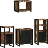 vidaXL Badkamermeubel Set 4 st Veelkleurig en Zwart 55 x 35 x 60 cm