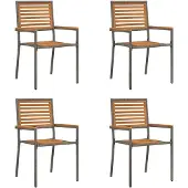 vidaXL Tuin stapelstoelen 4 st Bruin en Grijs