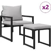 vidaXL Tuinmeubelen 4 st 2-Aantal zitplaatsen Lichtgrijs Polyester