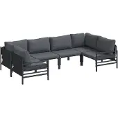 vidaXL Tuinbank Set 6 st Zwart Staal