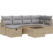 vidaXL Bankstel 7 st 6-Aantal zitplaatsen Beige en Lichtgrijs