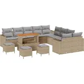vidaXL Tuinbank Set 18 st 11-Aantal zitplaatsen Beige en Lichtgrijs