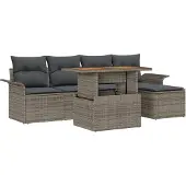 vidaXL Tuinbank Set 6 st Grijs Poly rattan