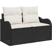 vidaXL Tuinbank Set 6 st Zwart Poly Riet