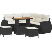 vidaXL Tuinbank Set 8 st 7-Aantal zitplaatsen Zwart en Crème