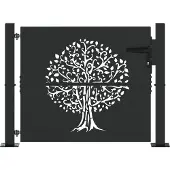 vidaXL Tuinpoort 110 x 105 cm Poedercoated staal Zwart Vergrendelbaar