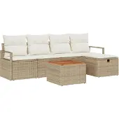 vidaXL Tuinbank Set 6 st Beige poly rattan