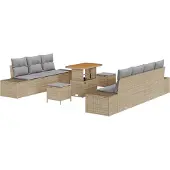 vidaXL Tuinbank Set 10 st Beige poly rattan