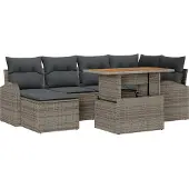 vidaXL Tuinbank Set 7 st Grijs Poly rattan